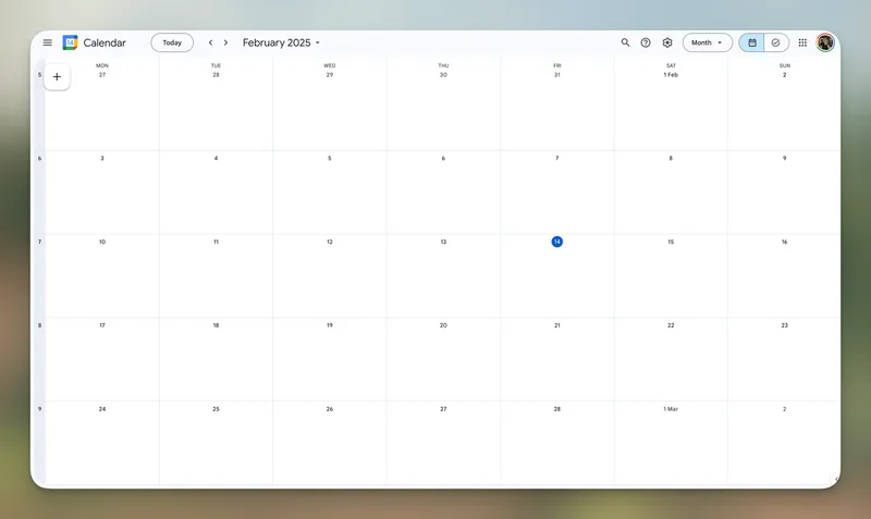 An empty calendar.
