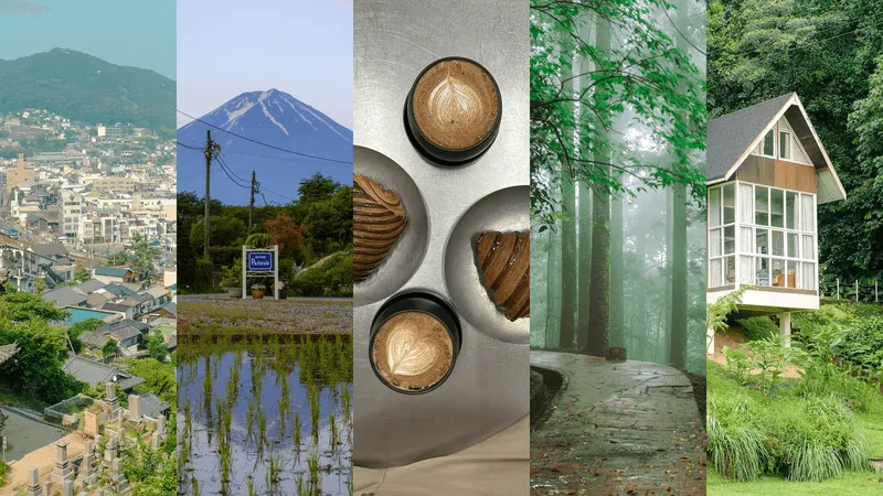 Collage of favorite places visited in 2025 including Onomichi, Mt. Fuji, Taipei bakery, and Borneo